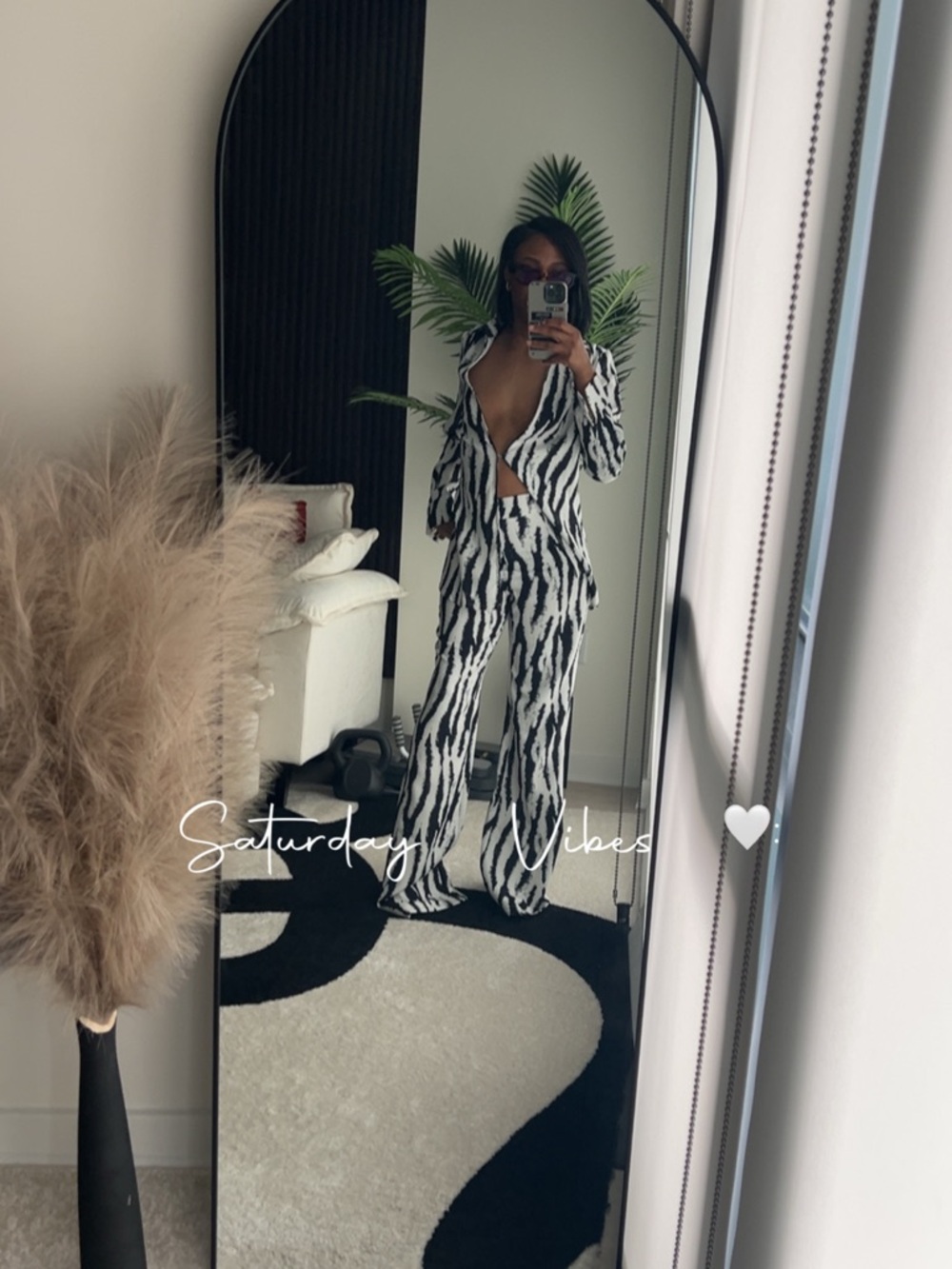 Black & White Zebra Print Wide-Leg Pants